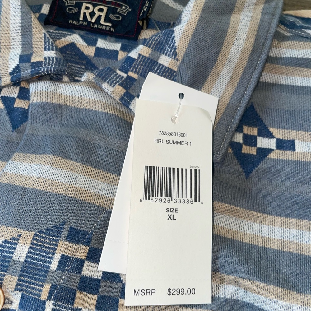 RRL Indigo Jacquard Knit Shirt - Picture 2 of 11